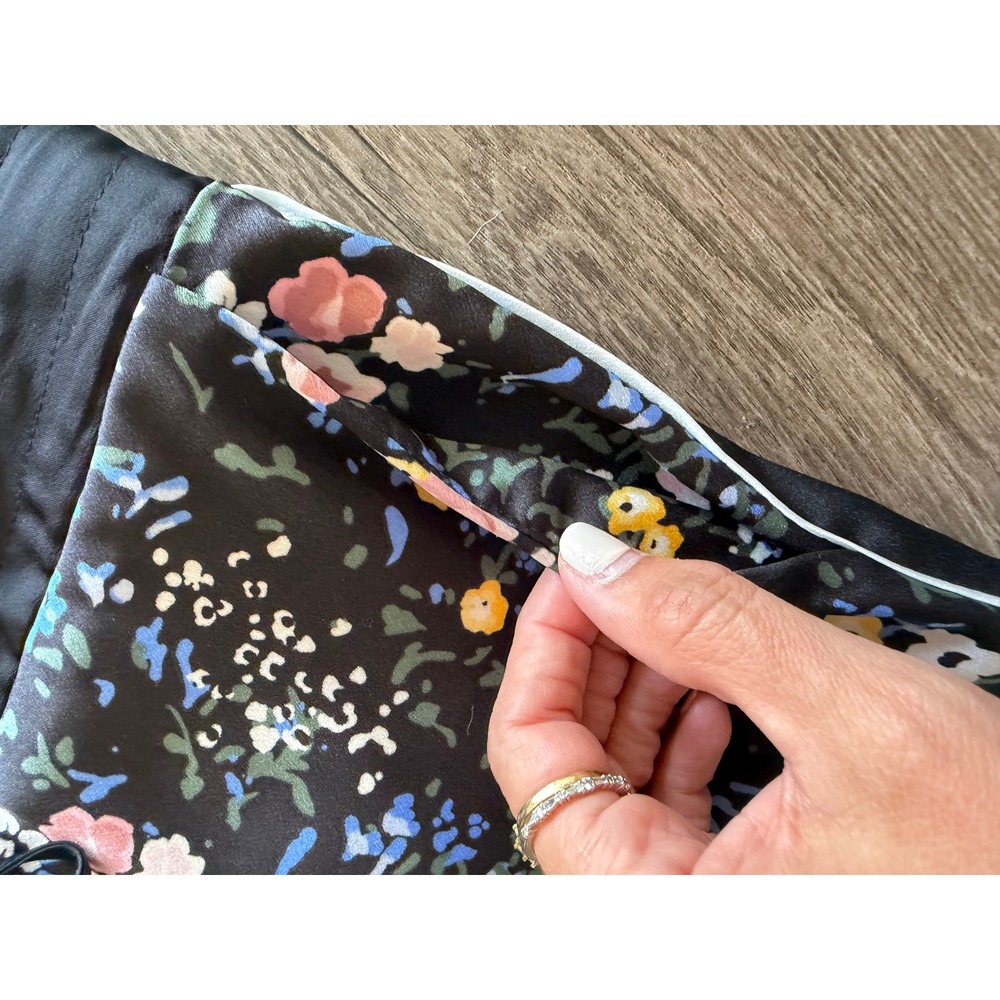 Laundry by Shelli Segal Floral Wide Leg Track Pants Black Side Stripe Small - Picture 7 of 11